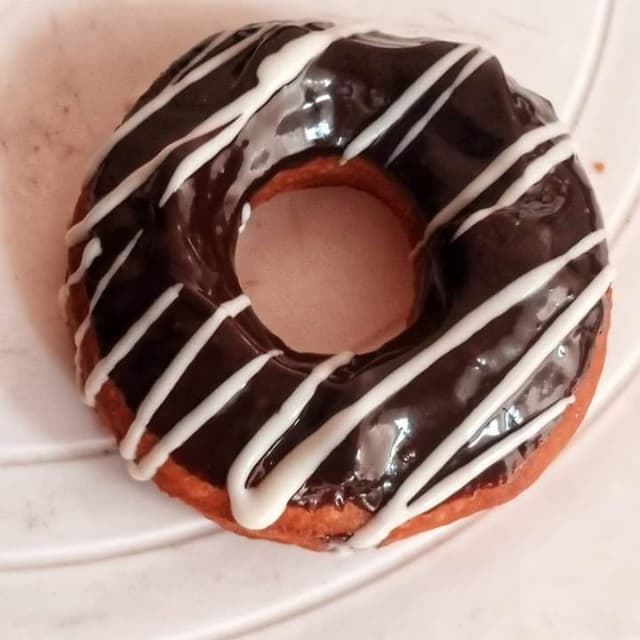 Chocolate Donuts with drizzle white chocolate