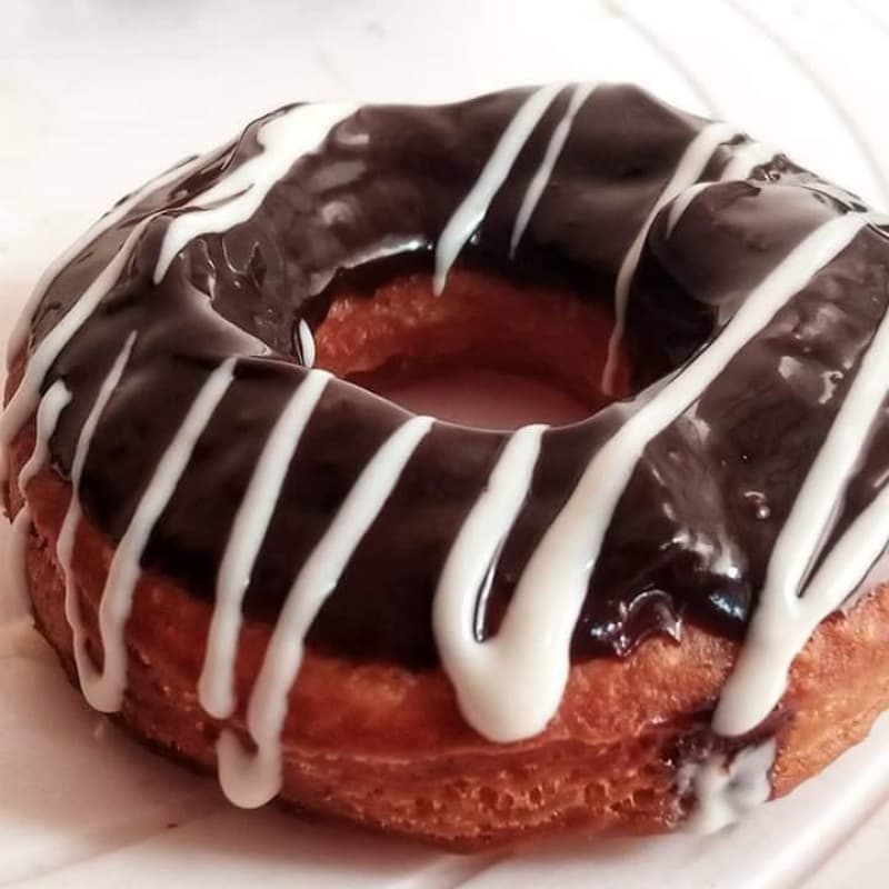 Chocolate Donuts with drizzle white chocolate