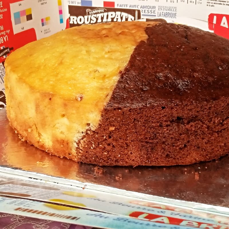 Half choco & half vanilla cake