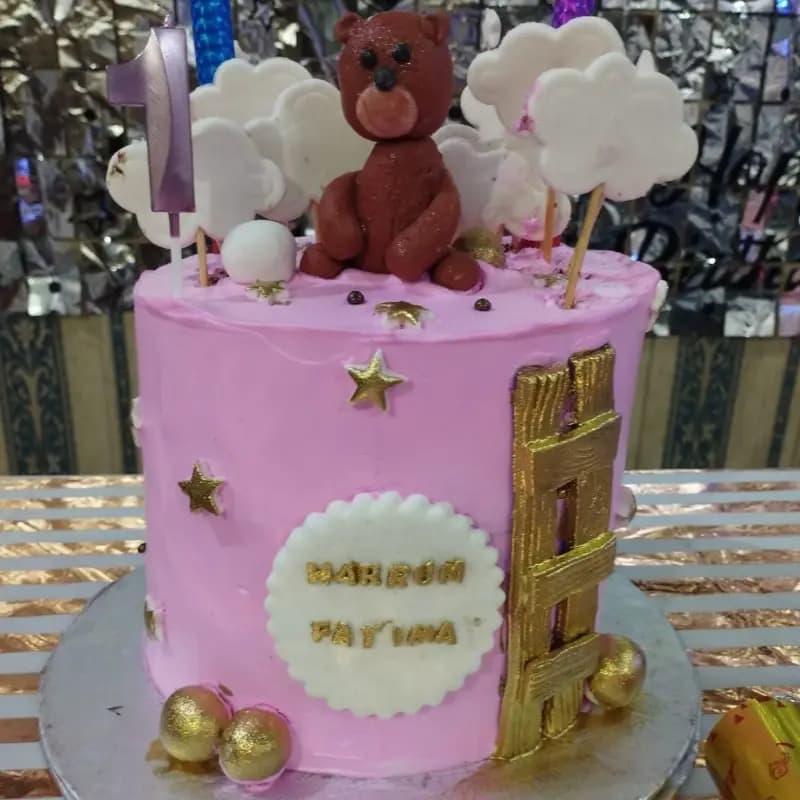 Pink Bear Theme Cake
