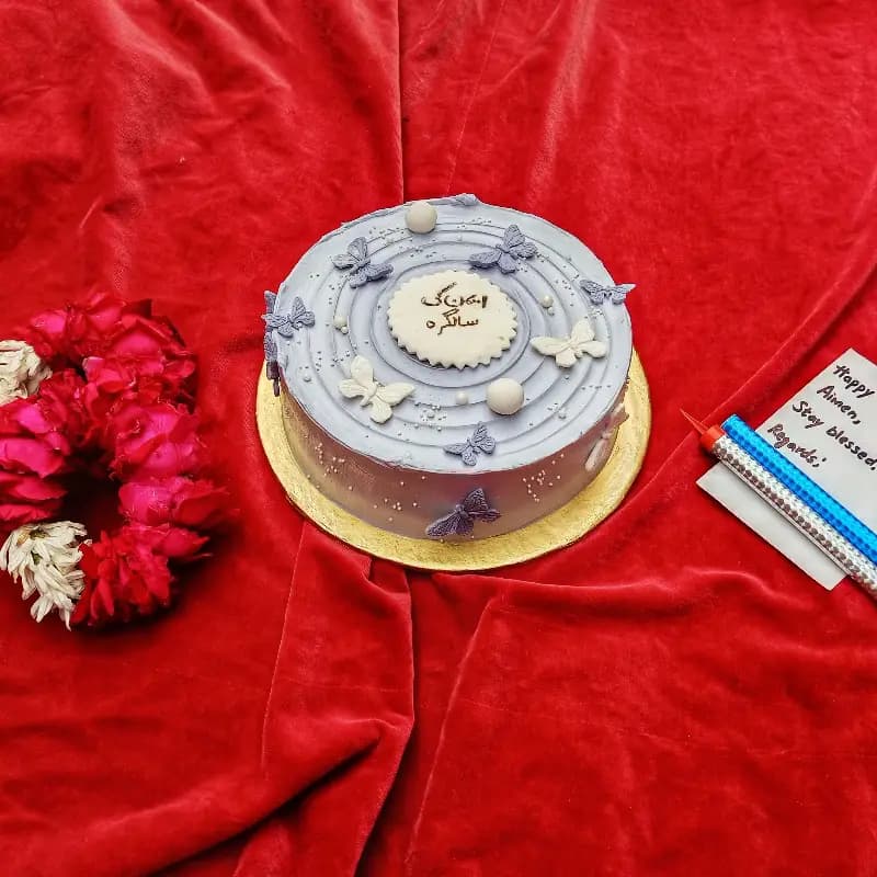 Customized Cake Along Gajry & Sparking Candles